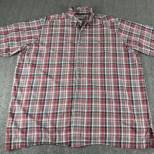 GameGuard Outdoors Mens 3XL Plaid Fishing Shirt Red Gray Short Sleeve Vented